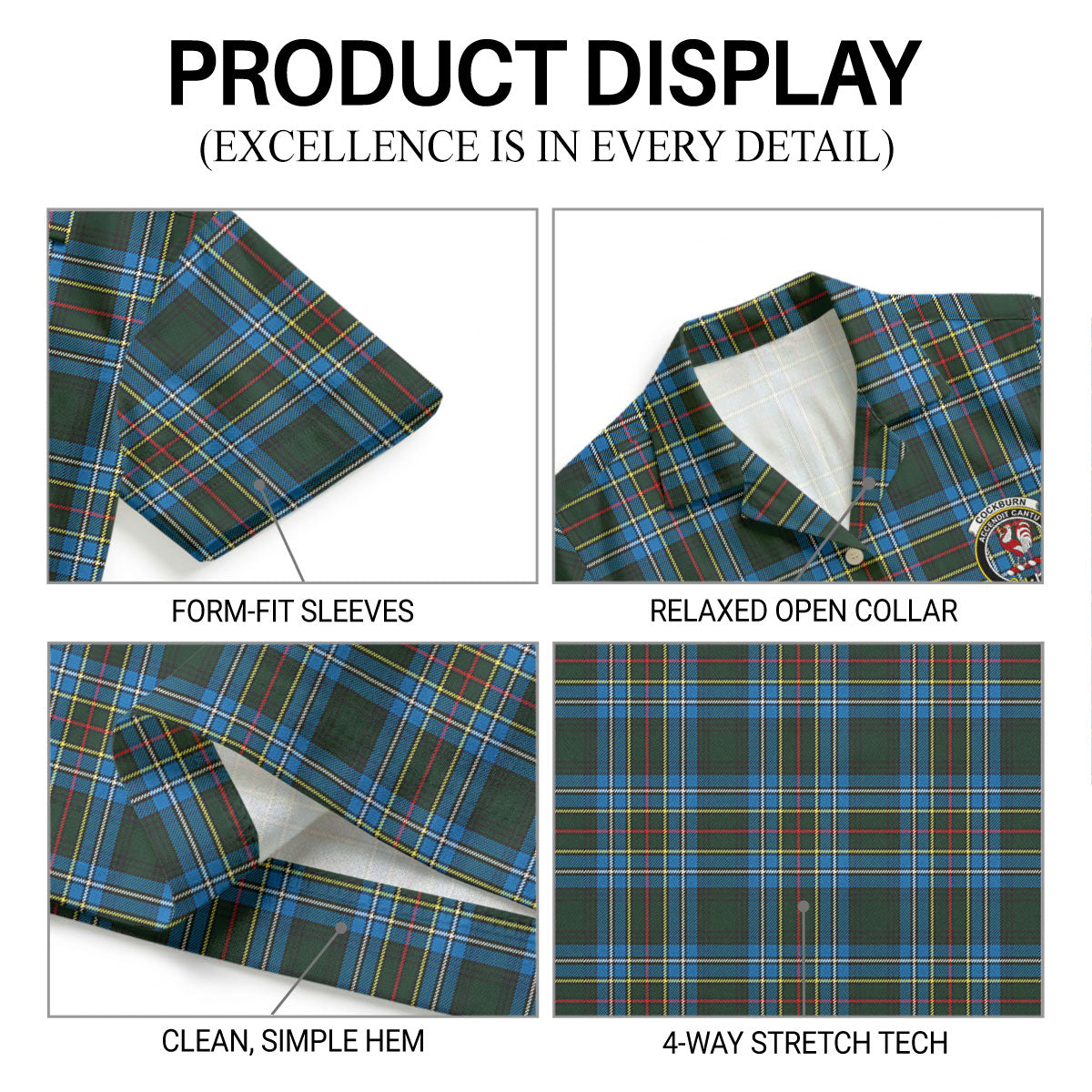 Cockburn Modern Tartan Crest Hawaiian Shirt