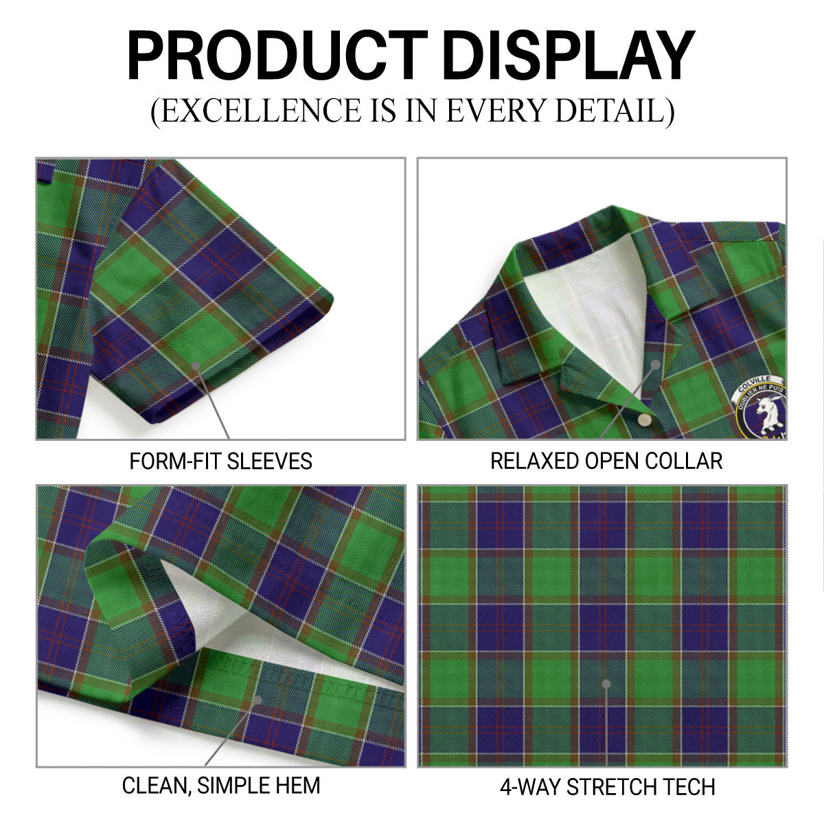 Colville Tartan Crest Hawaiian Shirt