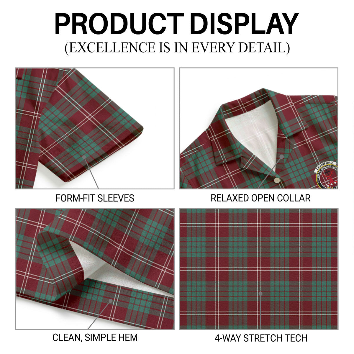 Crawford Modern Tartan Crest Hawaiian Shirt