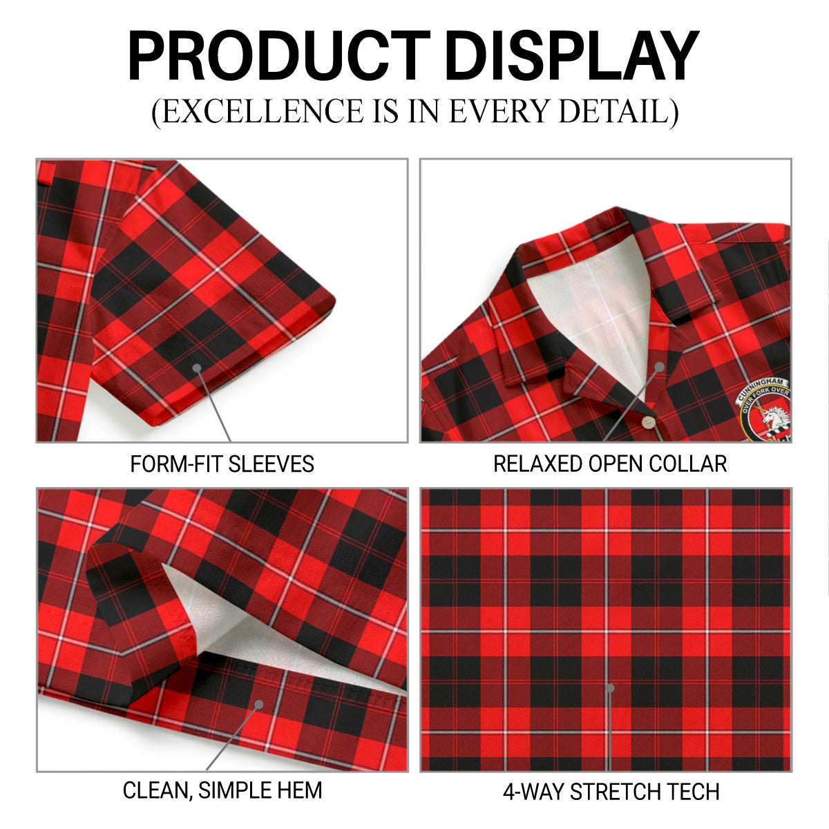 Cunningham Modern Tartan Crest Hawaiian Shirt