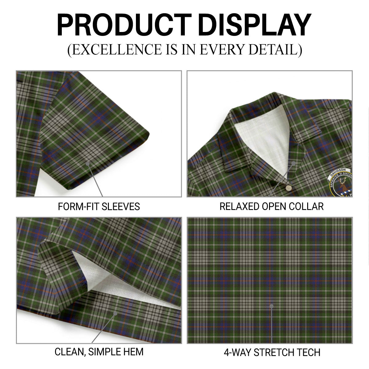 Davidson Tulloch Dress Tartan Crest Hawaiian Shirt
