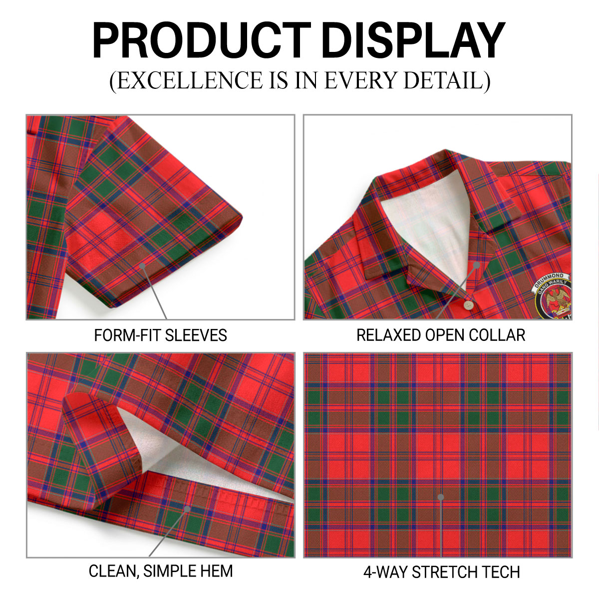 Drummond Modern Tartan Crest Hawaiian Shirt
