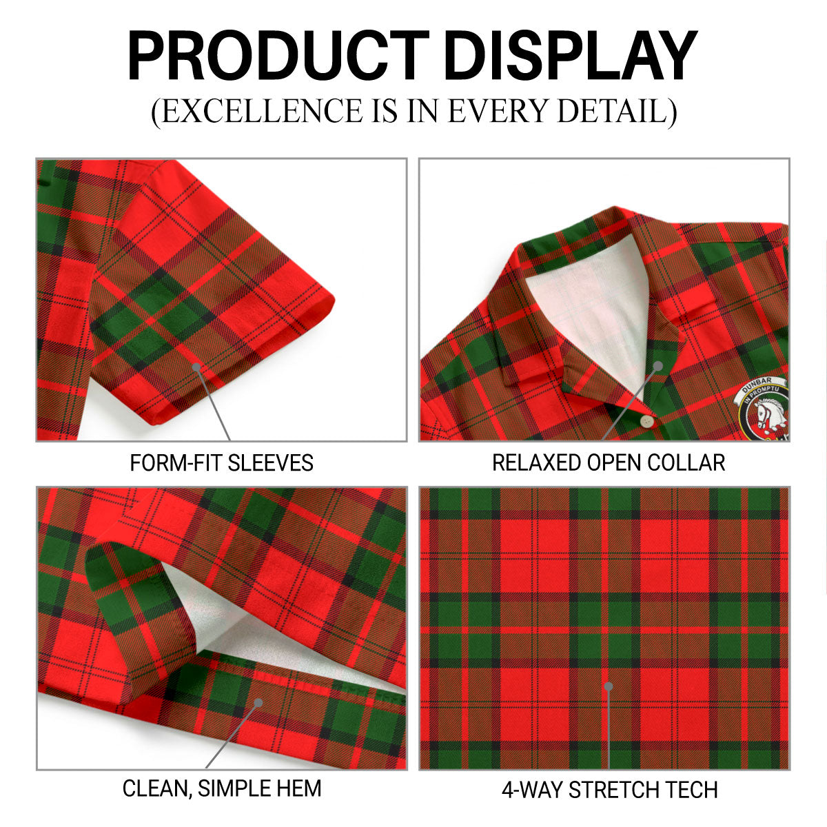 Dunbar Modern Tartan Crest Hawaiian Shirt