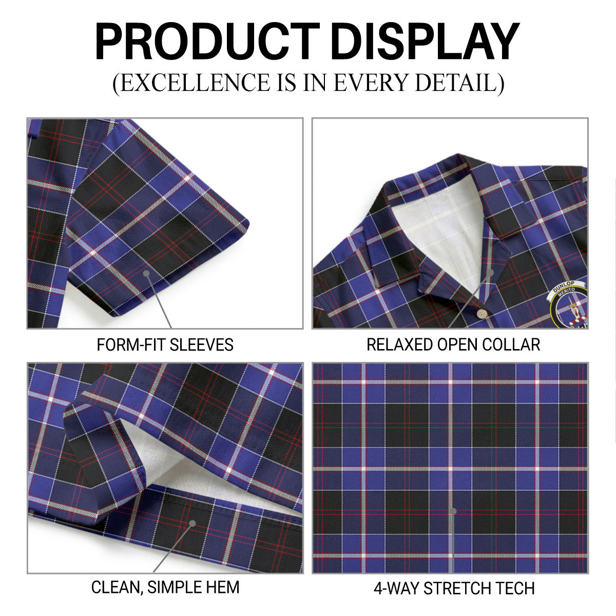 Dunlop Modern Tartan Crest Hawaiian Shirt