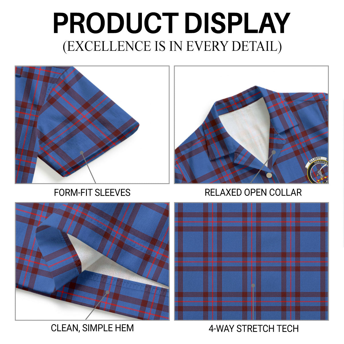Elliott Modern Tartan Crest Hawaiian Shirt