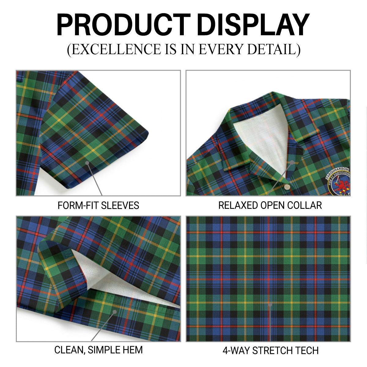 Farquharson Ancient Tartan Crest Hawaiian Shirt