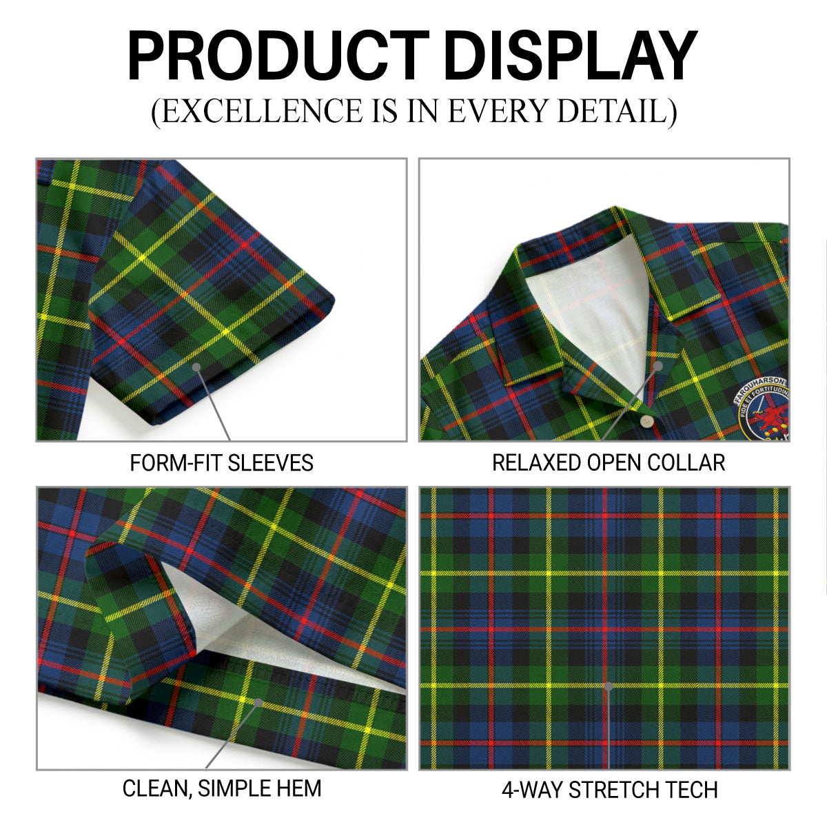 Farquharson Modern Tartan Crest Hawaiian Shirt