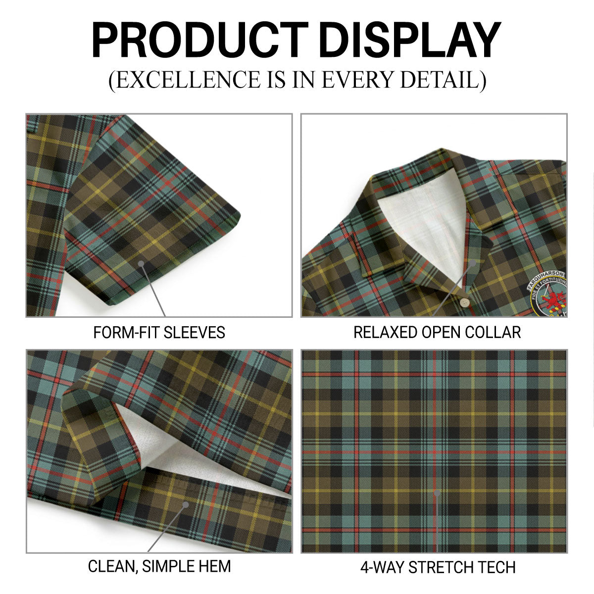 Farquharson Weathered Tartan Crest Hawaiian Shirt