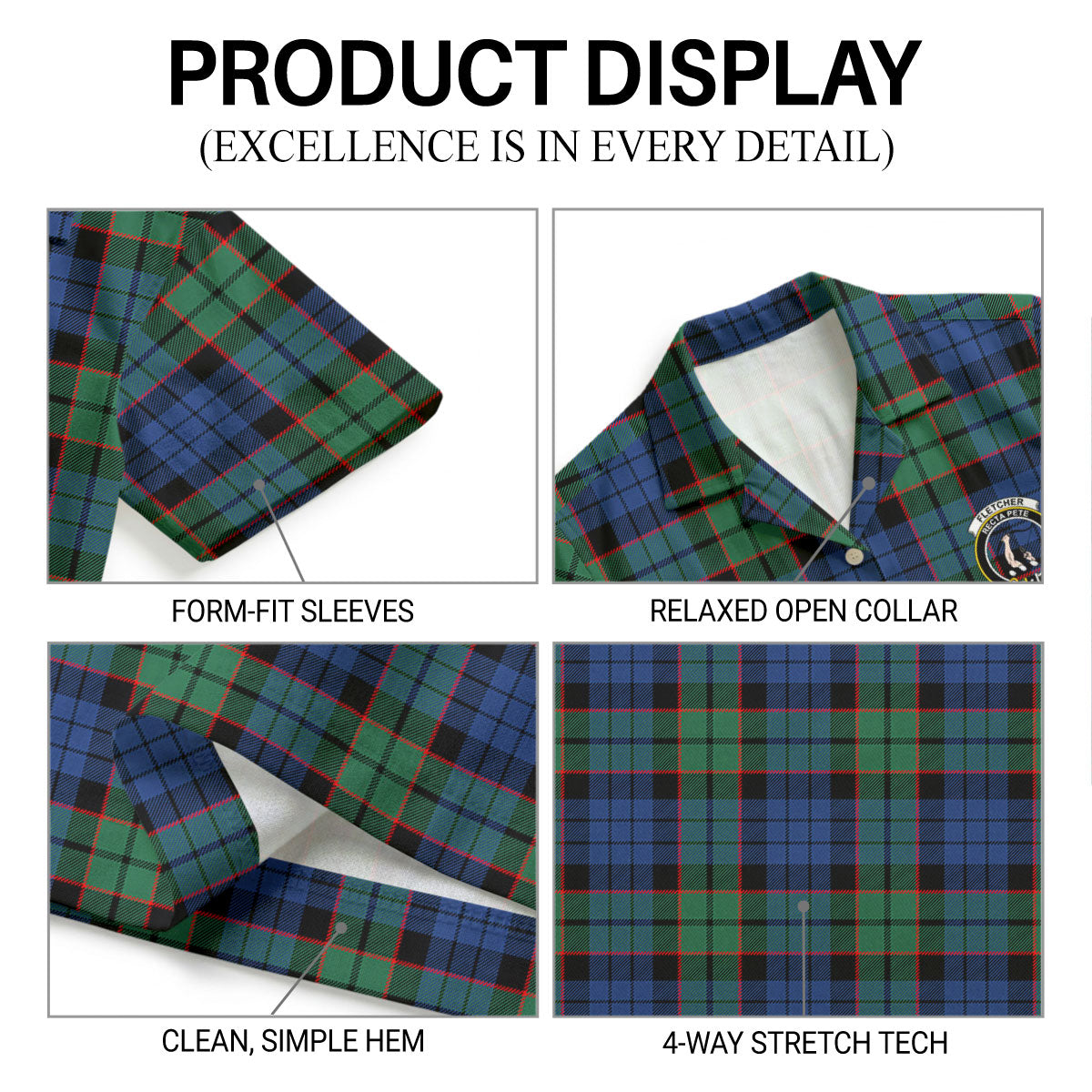 Fletcher Ancient Tartan Crest Hawaiian Shirt