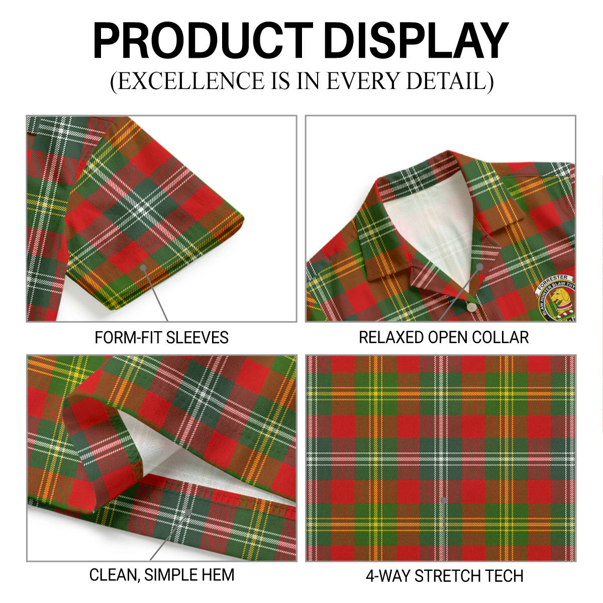Forrester Tartan Crest Hawaiian Shirt
