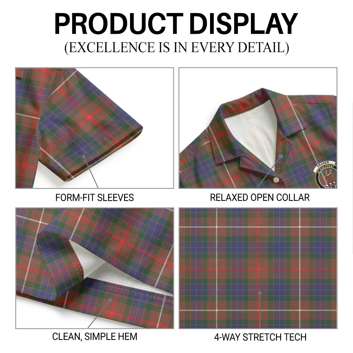 Fraser (of Lovat) Hunting Modern Tartan Crest Hawaiian Shirt