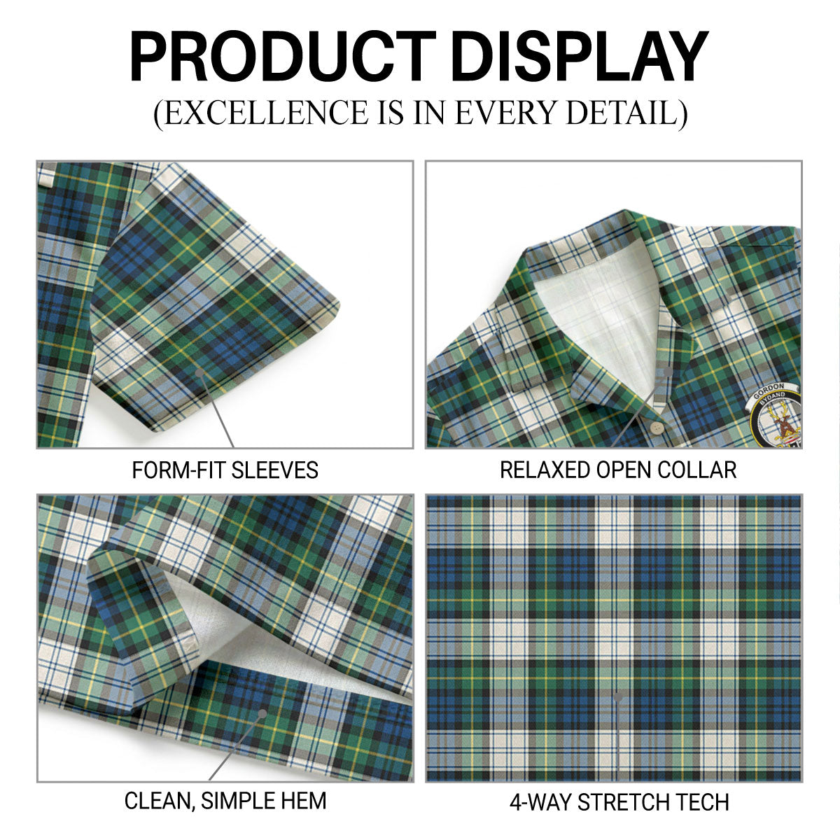 Gordon Dress Ancient Tartan Crest Hawaiian Shirt