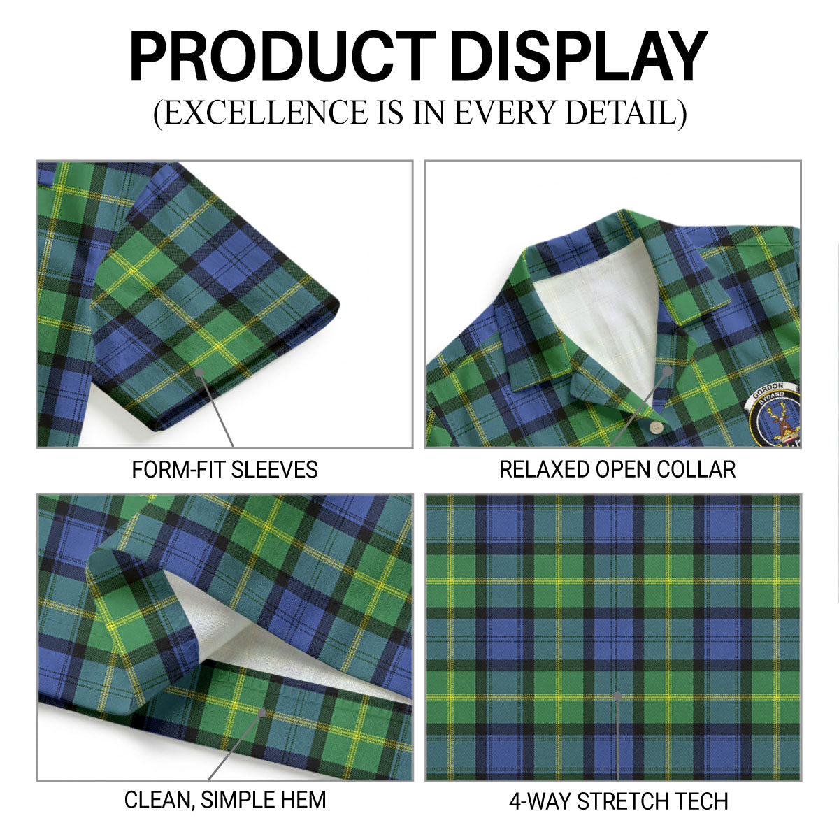 Gordon Old Ancient Tartan Crest Hawaiian Shirt
