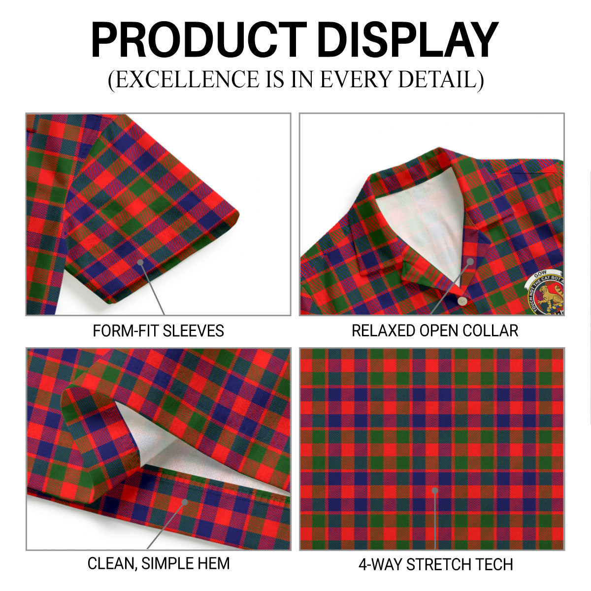 Gow (or McGouan) Tartan Crest Hawaiian Shirt