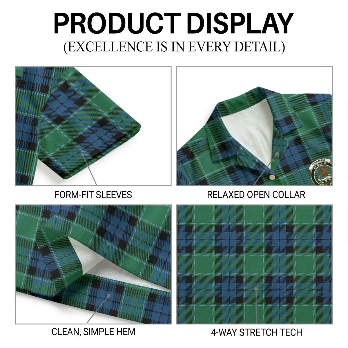 Graham of Menteith Ancient Tartan Crest Hawaiian Shirt