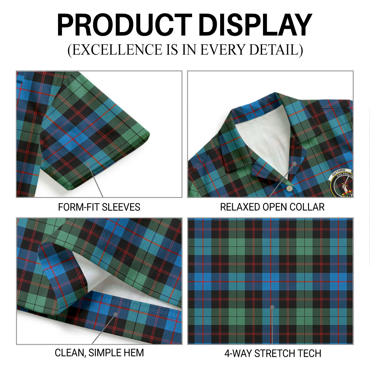 Guthrie Ancient Tartan Crest Hawaiian Shirt