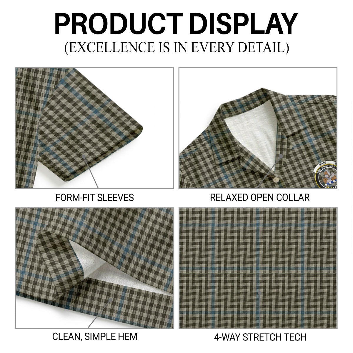 Haig Check Tartan Crest Hawaiian Shirt