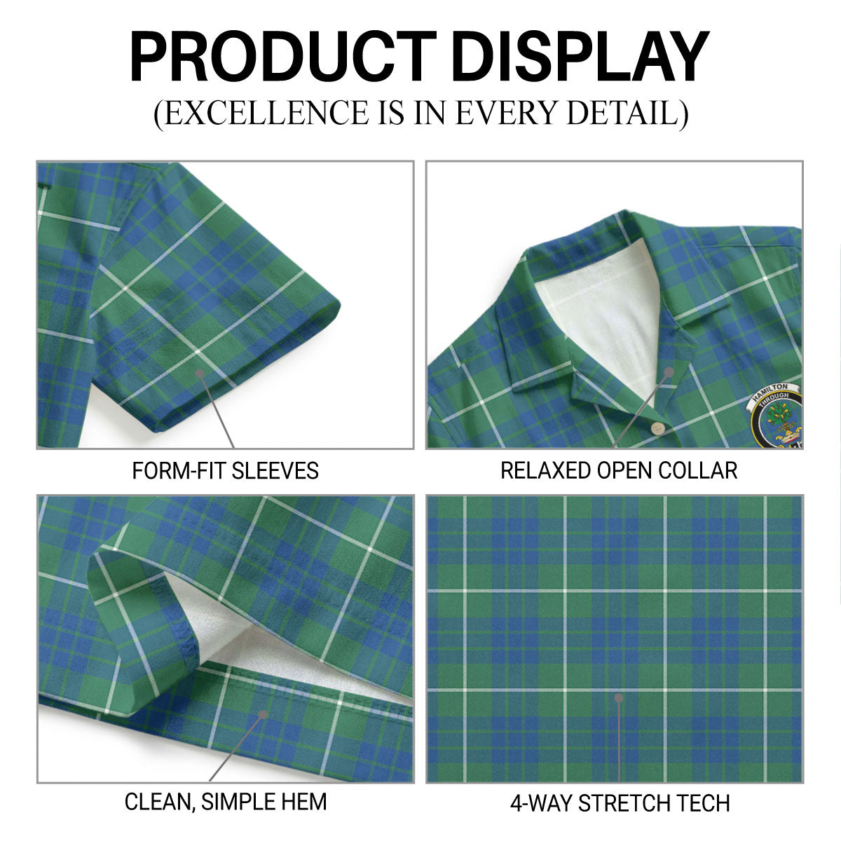 Hamilton Hunting Ancient Tartan Crest Hawaiian Shirt