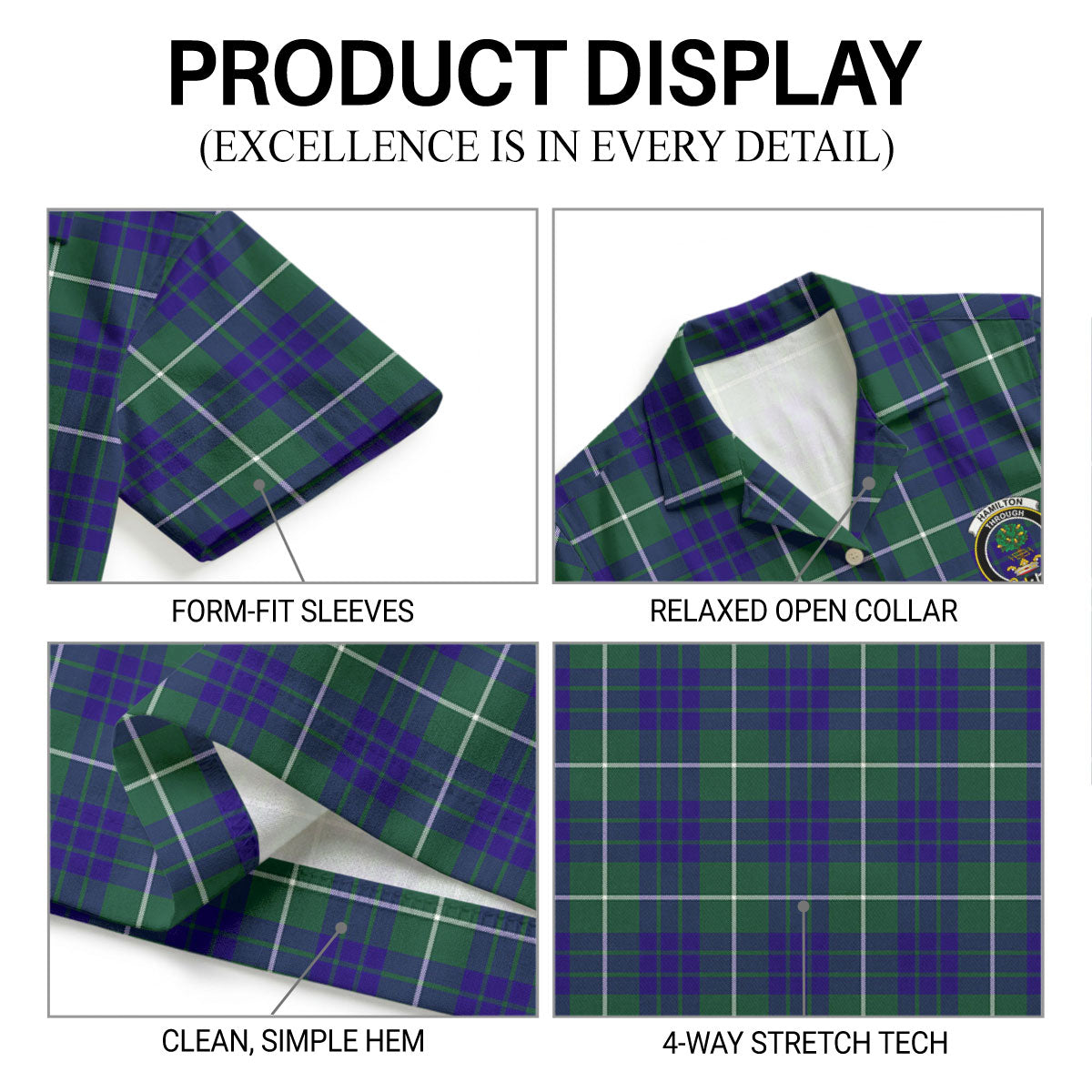 Hamilton Hunting Modern Tartan Crest Hawaiian Shirt