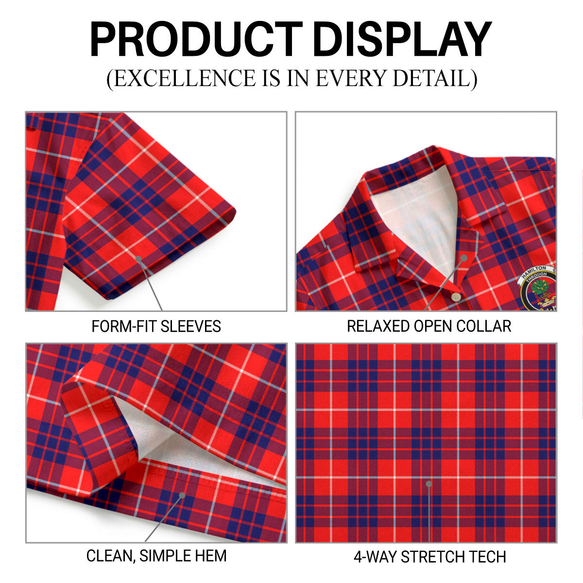 Hamilton Modern Tartan Crest Hawaiian Shirt