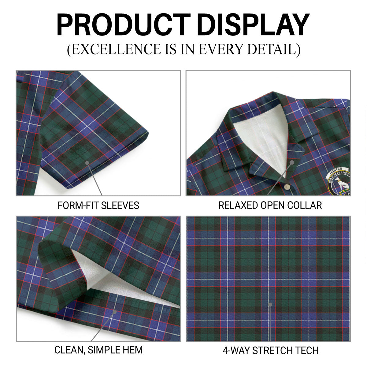 Hunter Modern Tartan Crest Hawaiian Shirt