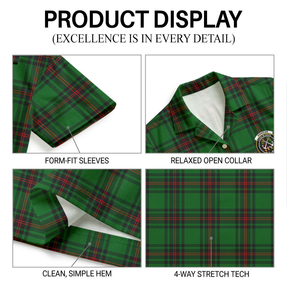 Kinnear Tartan Crest Hawaiian Shirt