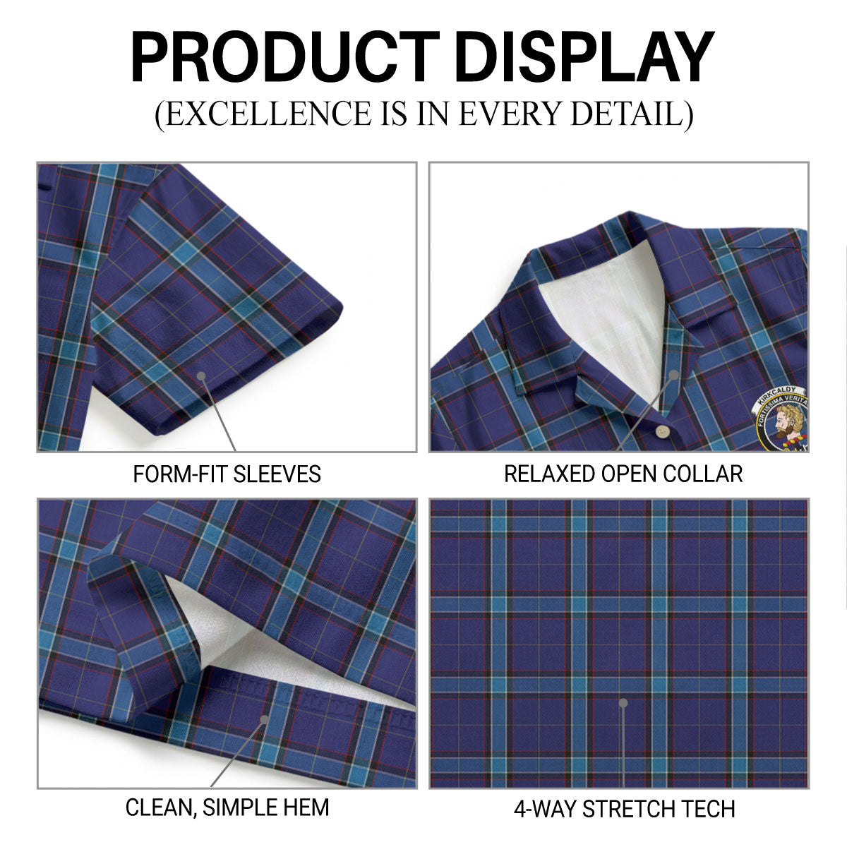 Kirkcaldy Tartan Crest Hawaiian Shirt