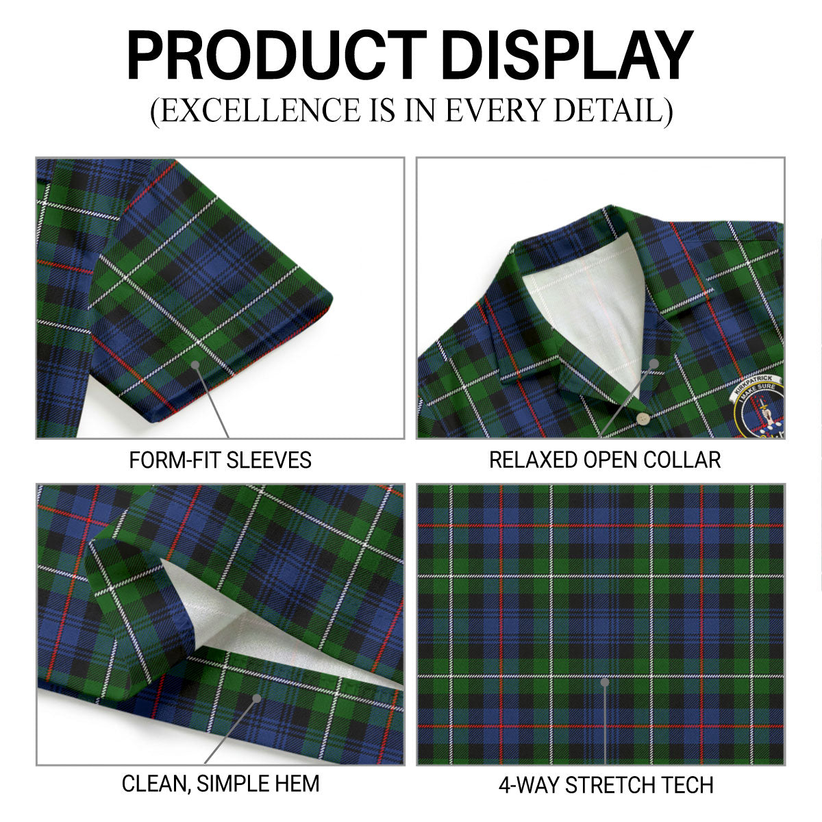 Kirkpatrick Tartan Crest Hawaiian Shirt