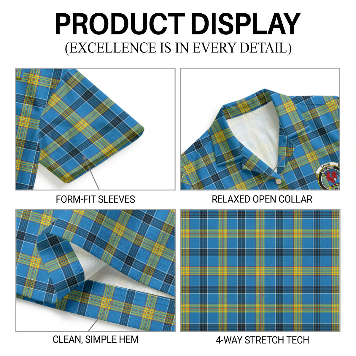 Laing Tartan Crest Hawaiian Shirt
