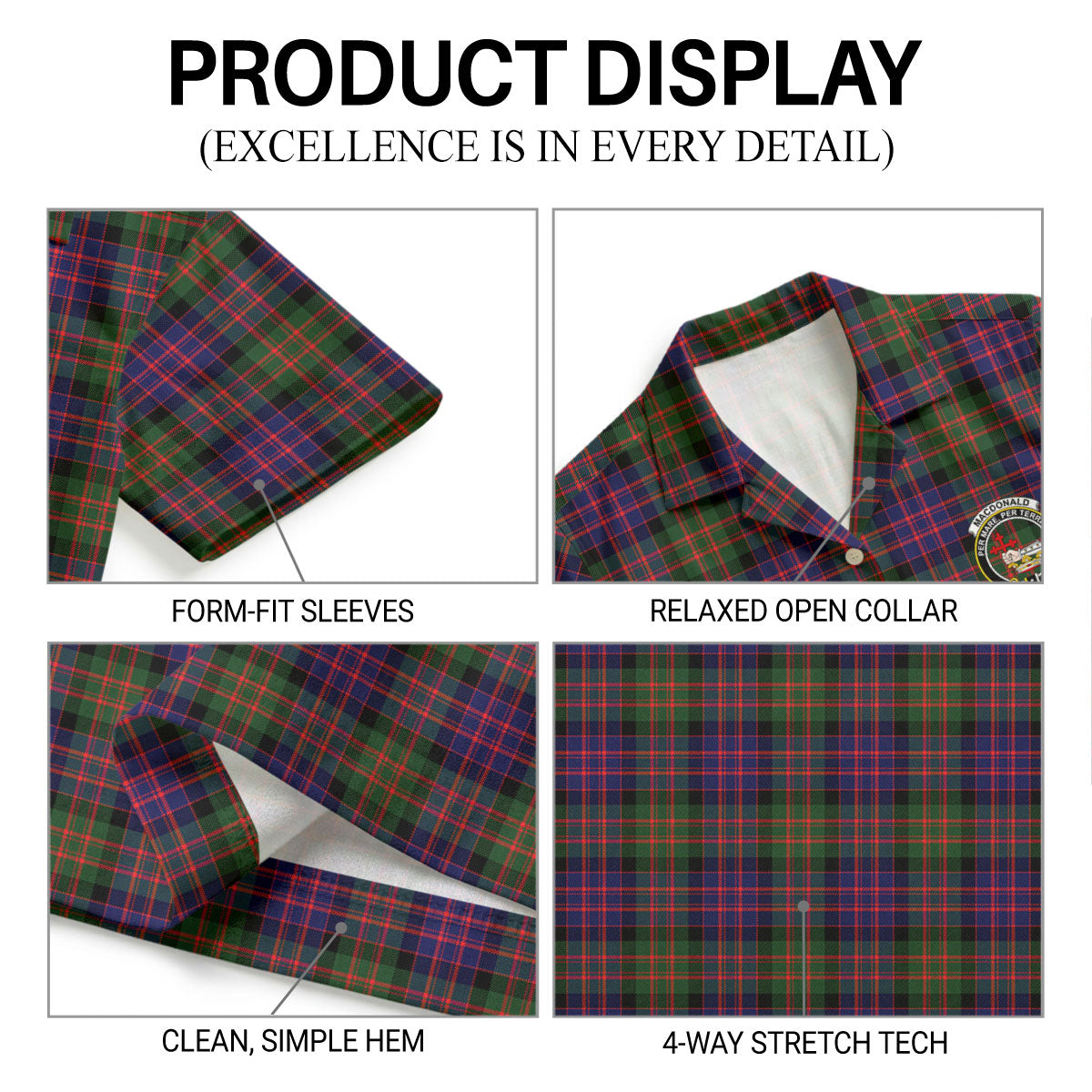 MacDonald Modern Tartan Crest Hawaiian Shirt