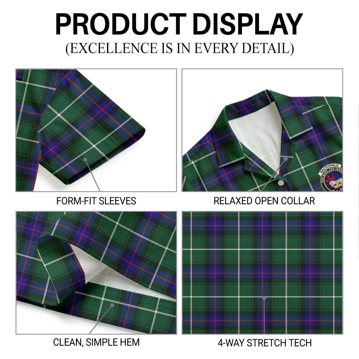 MacDonald of the Isles Hunting Modern Tartan Crest Hawaiian Shirt