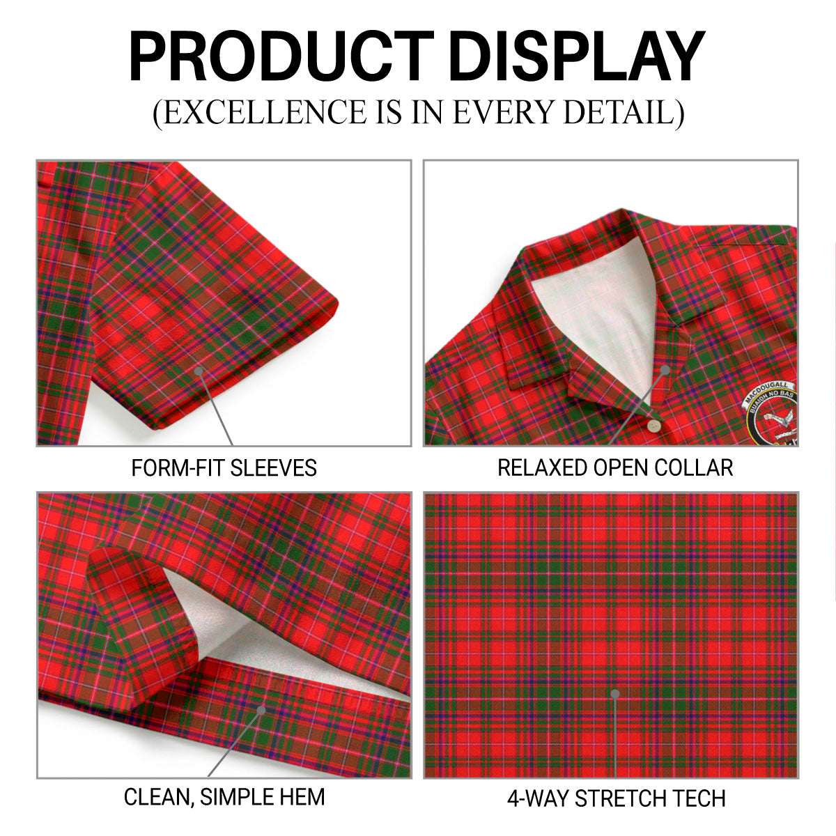 MacDougall Modern Tartan Crest Hawaiian Shirt