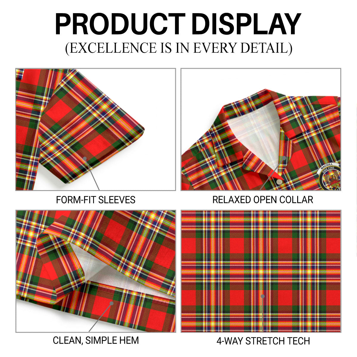 MacGill Modern Tartan Crest Hawaiian Shirt