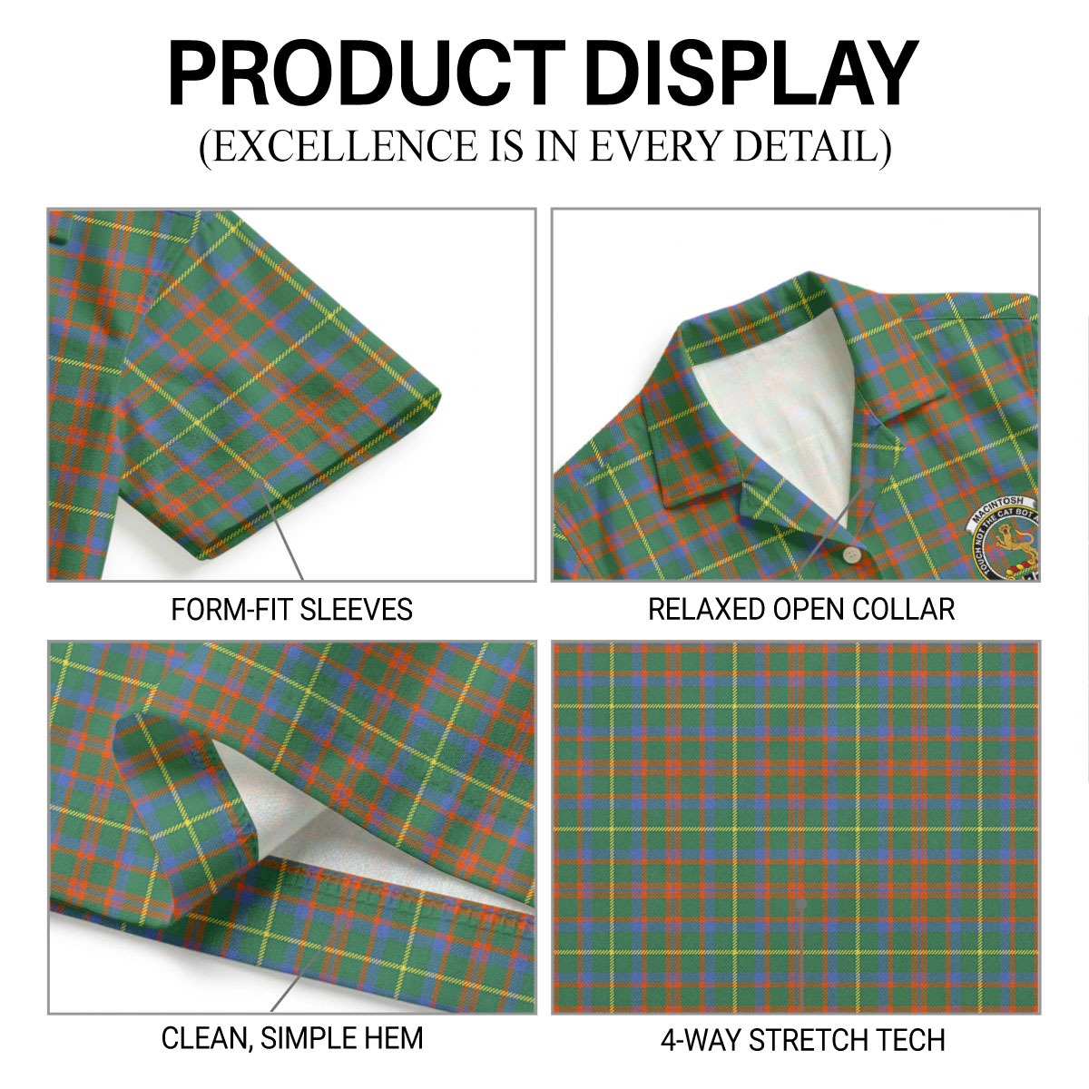 MacIntosh Hunting Ancient Tartan Crest Hawaiian Shirt