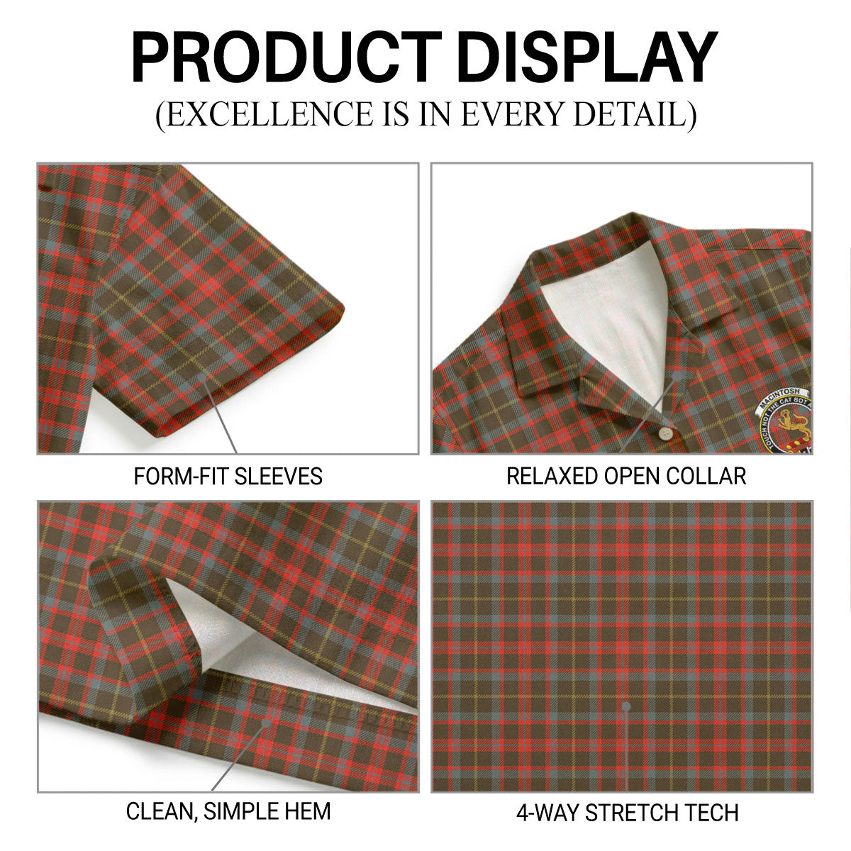 MacIntosh Hunting Weathered Tartan Crest Hawaiian Shirt