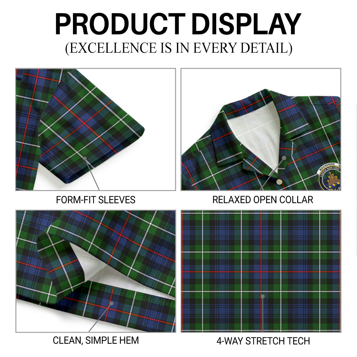 MacKenzie Modern Tartan Crest Hawaiian Shirt