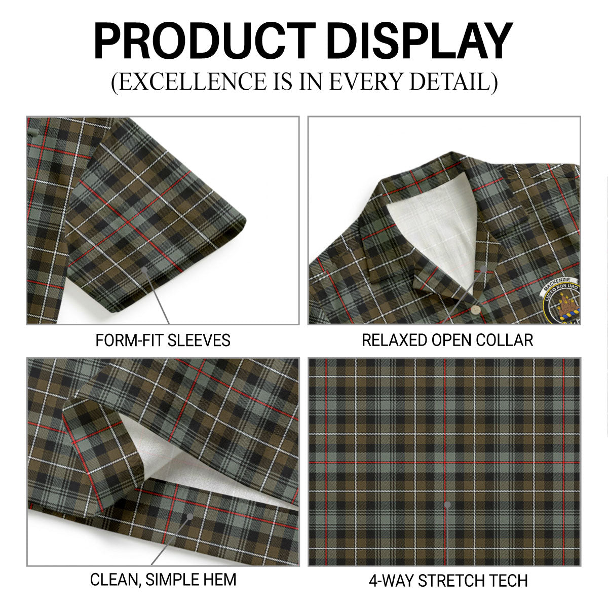 MacKenzie Weathered Tartan Crest Hawaiian Shirt