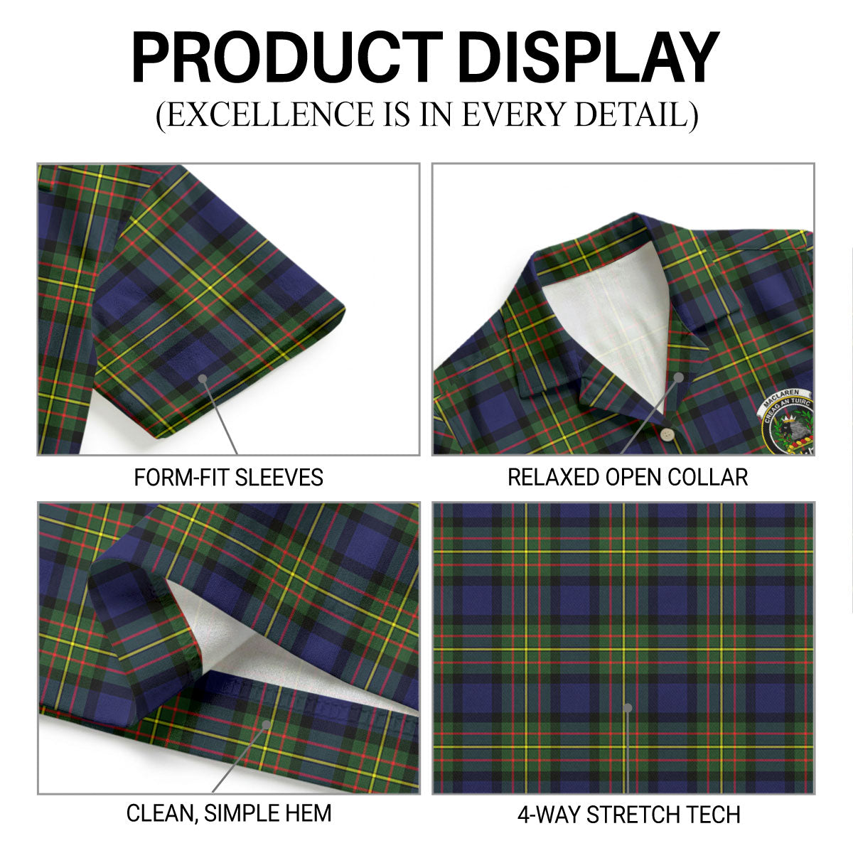 MacLaren Modern Tartan Crest Hawaiian Shirt
