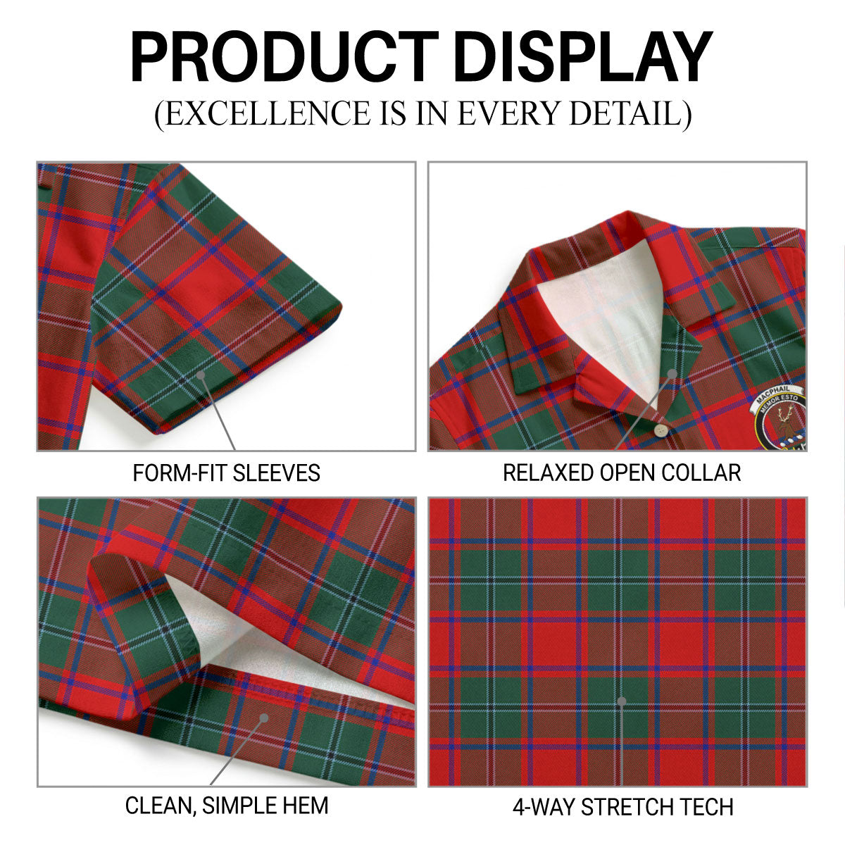 MacPhail Clan Tartan Crest Hawaiian Shirt