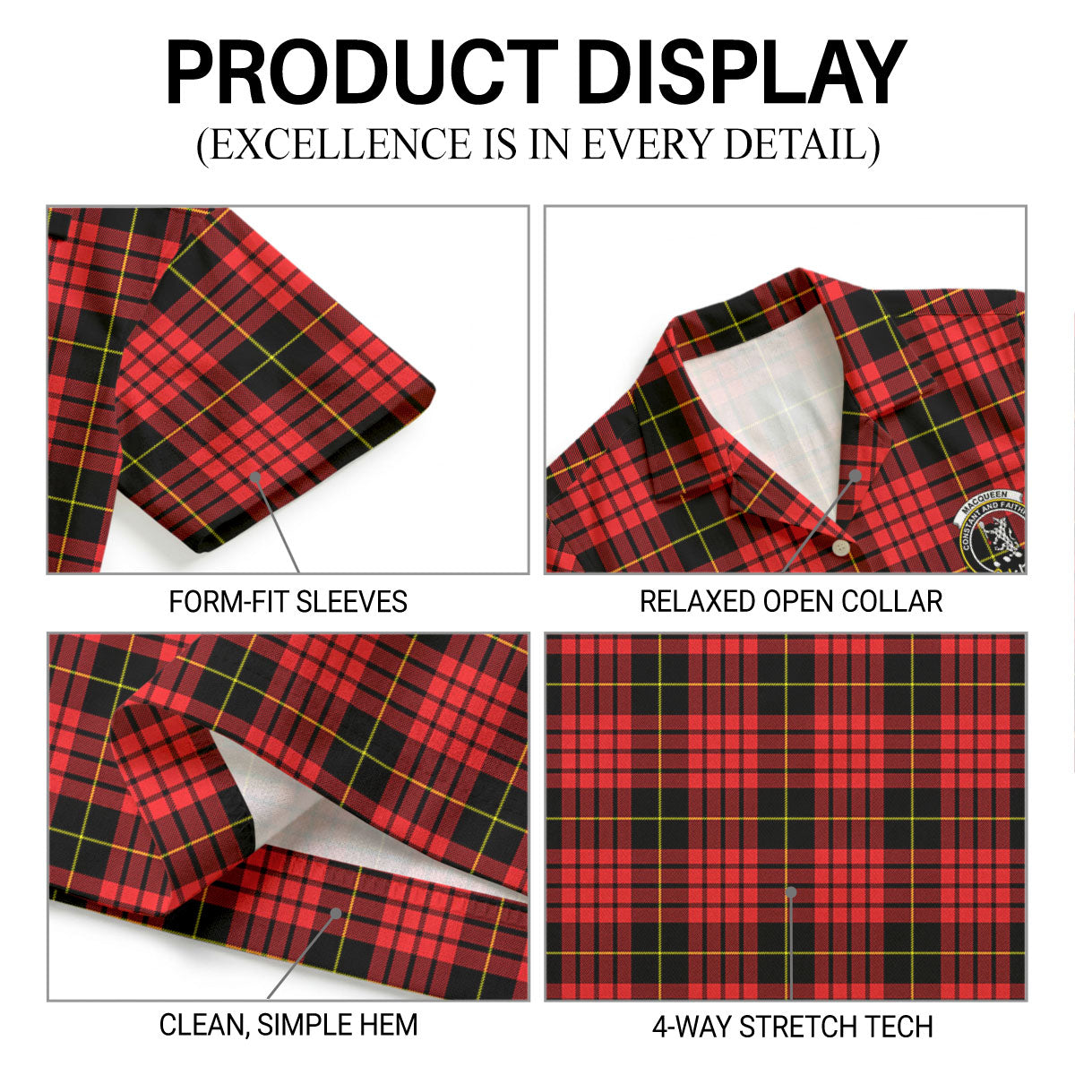 MacQueen Modern Tartan Crest Hawaiian Shirt