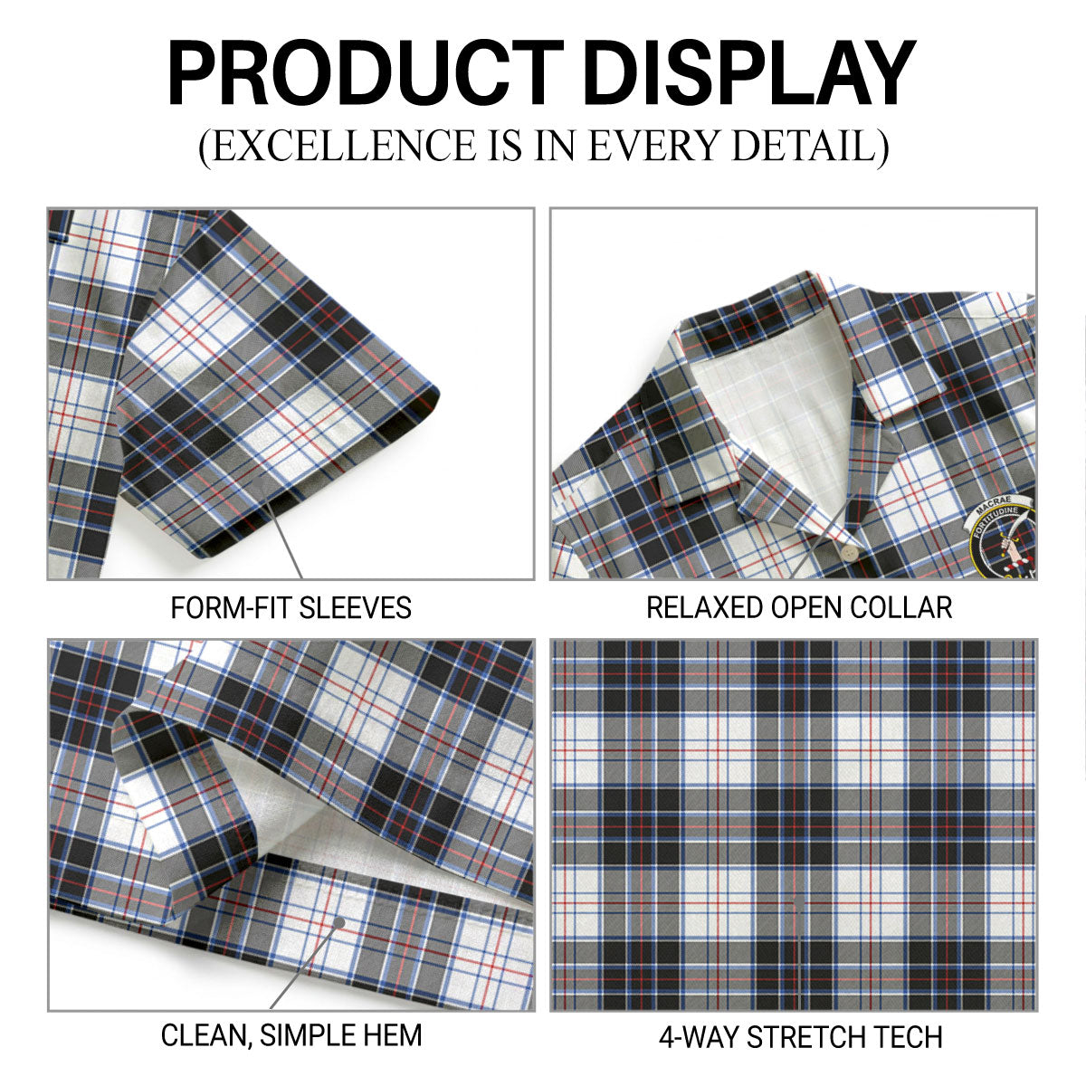 MacRae Dress Modern Tartan Crest Hawaiian Shirt