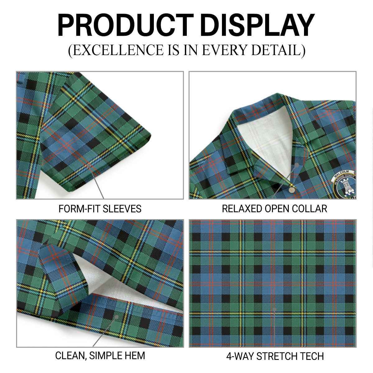 Malcolm Ancient Tartan Crest Hawaiian Shirt