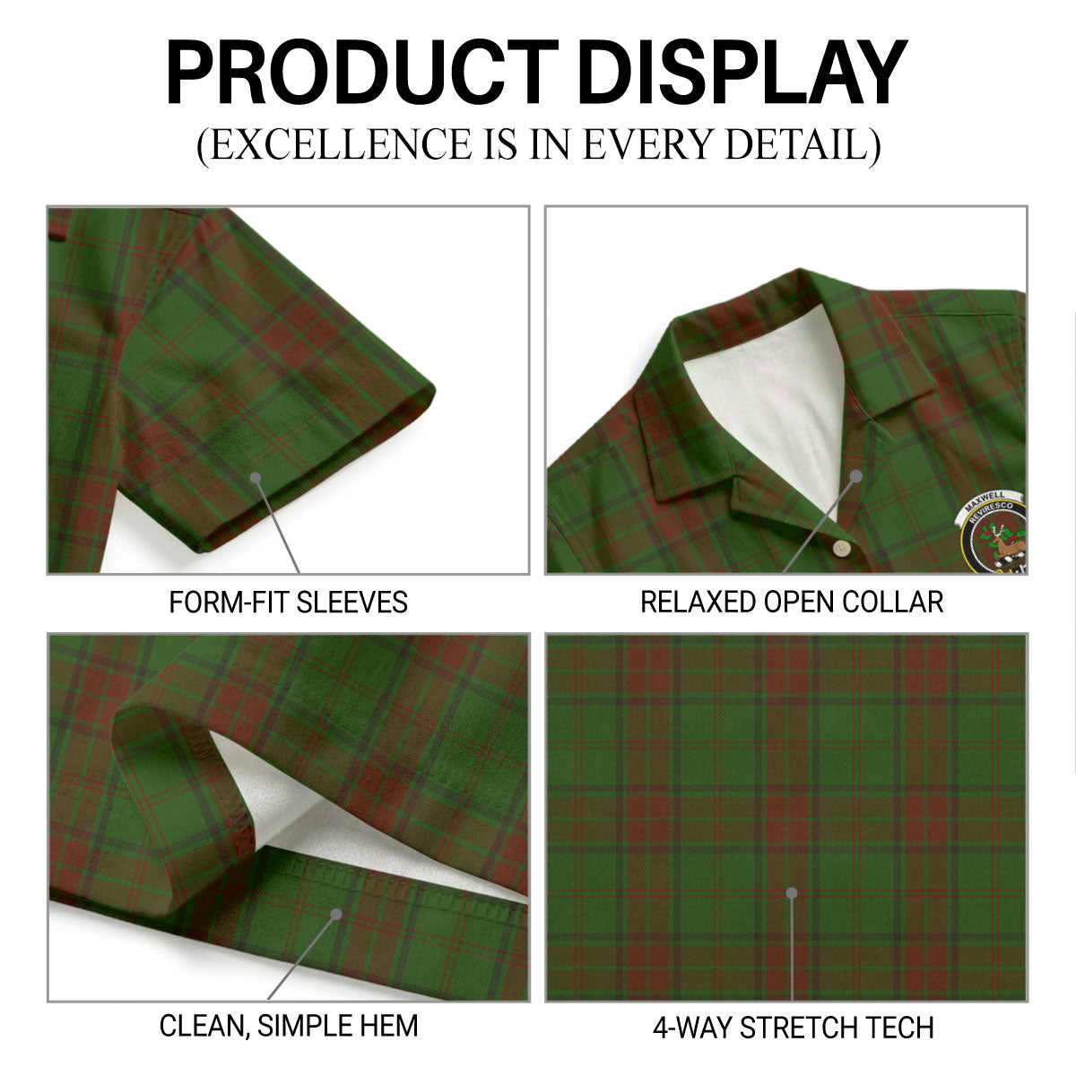 Maxwell Hunting Tartan Crest Hawaiian Shirt