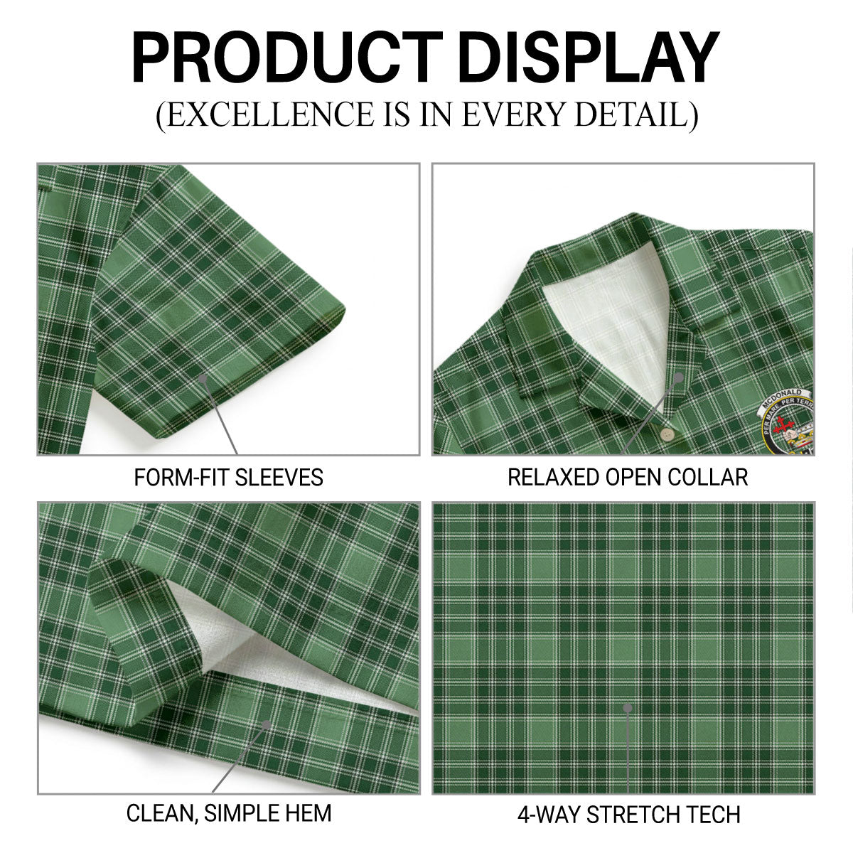 McDonald Lord of the Isles Hunting Tartan Crest Hawaiian Shirt