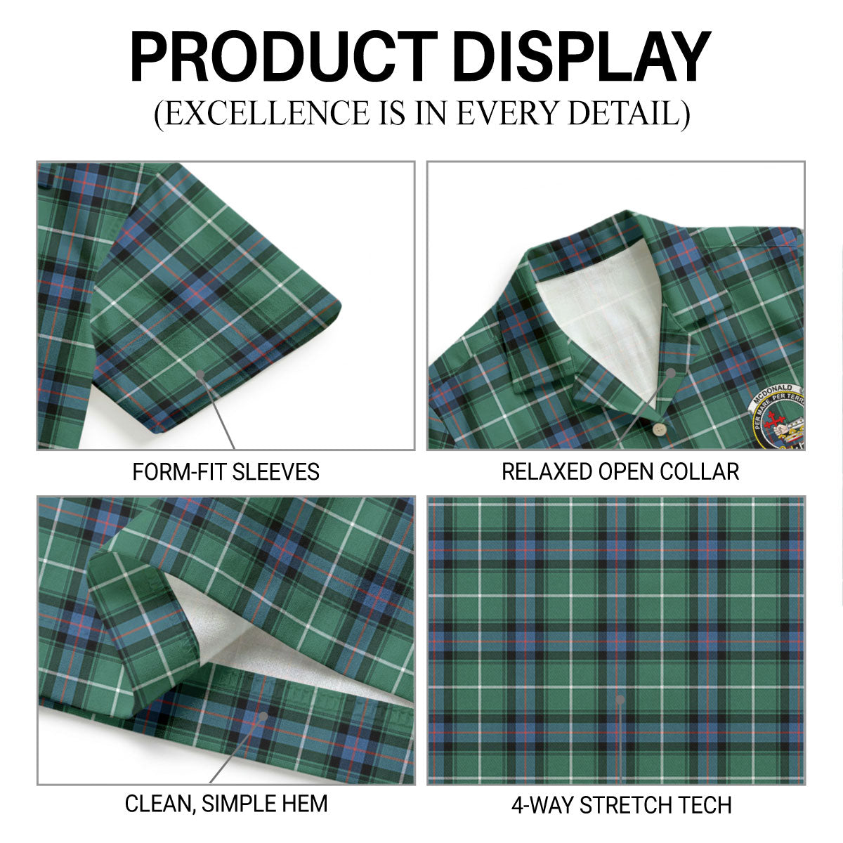 McDonald of the Isles Hunting Ancient Tartan Crest Hawaiian Shirt