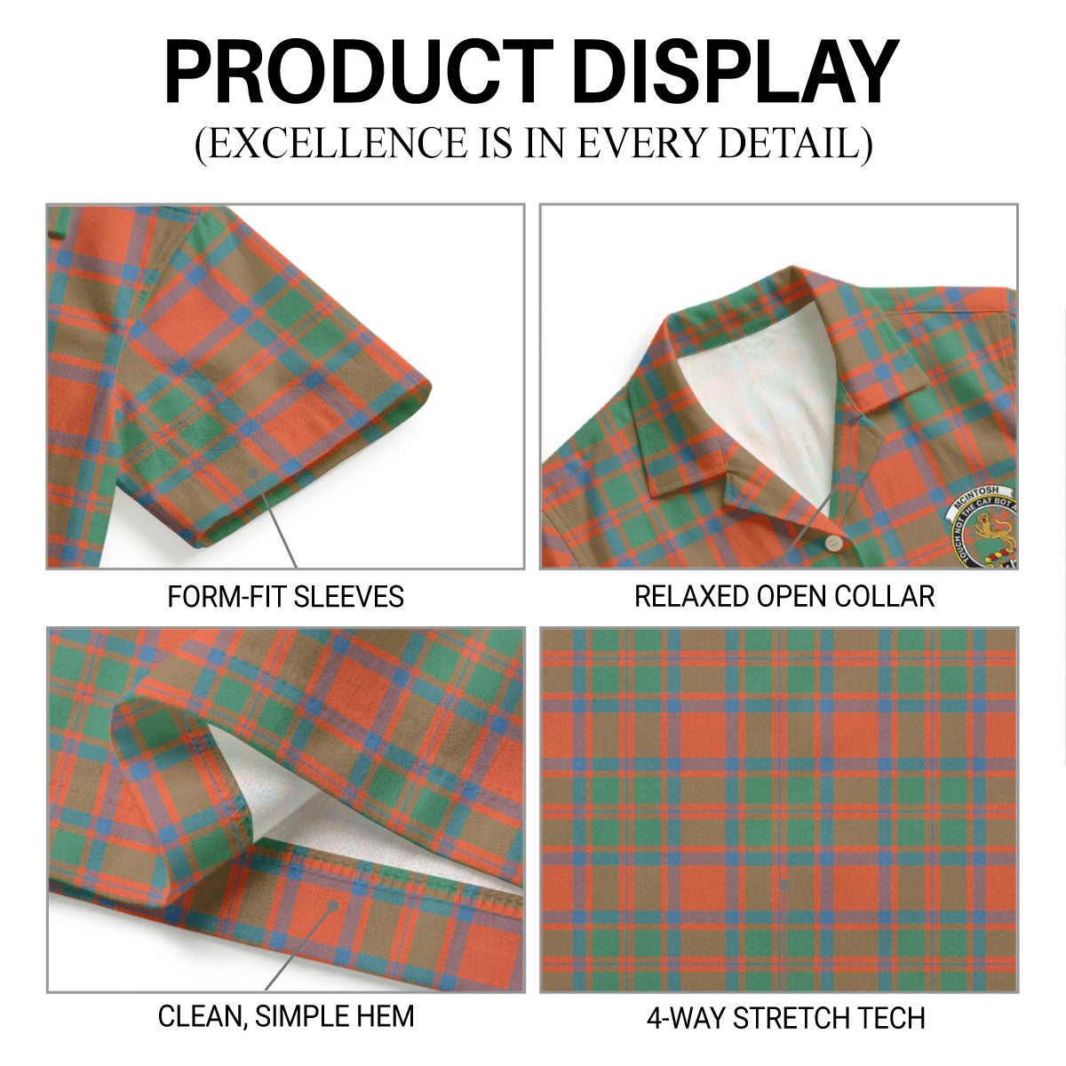 McIntosh Ancient Tartan Crest Hawaiian Shirt