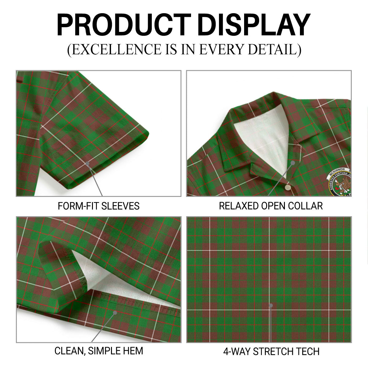 McKinnon Hunting Modern Tartan Crest Hawaiian Shirt