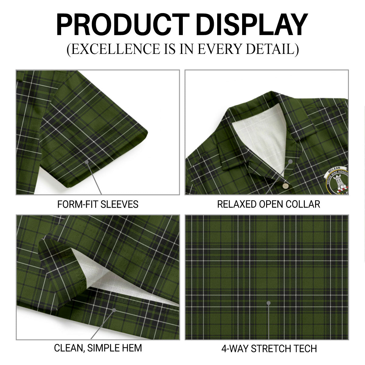 McLean Hunting Tartan Crest Hawaiian Shirt