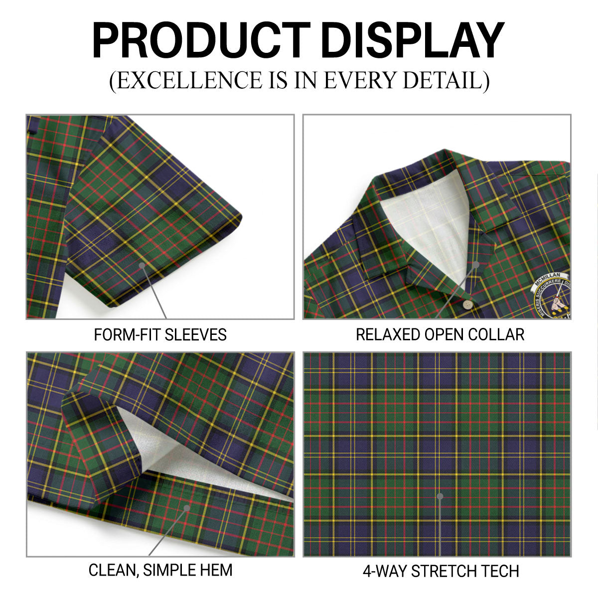 McMillan Hunting Modern Tartan Crest Hawaiian Shirt
