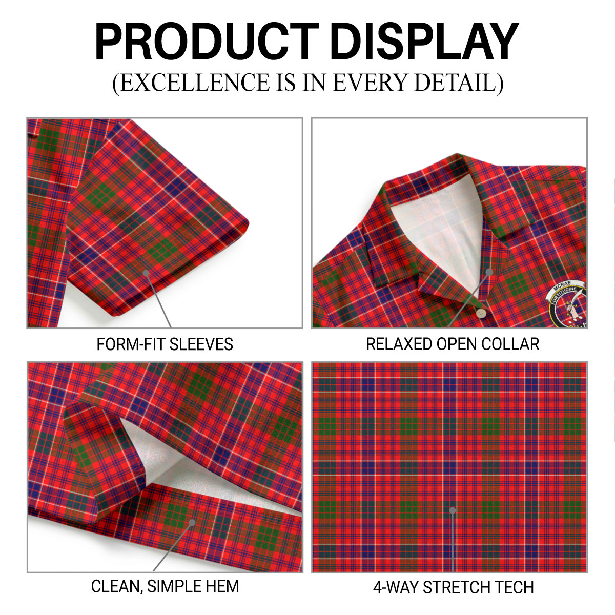 McRae Modern Tartan Crest Hawaiian Shirt